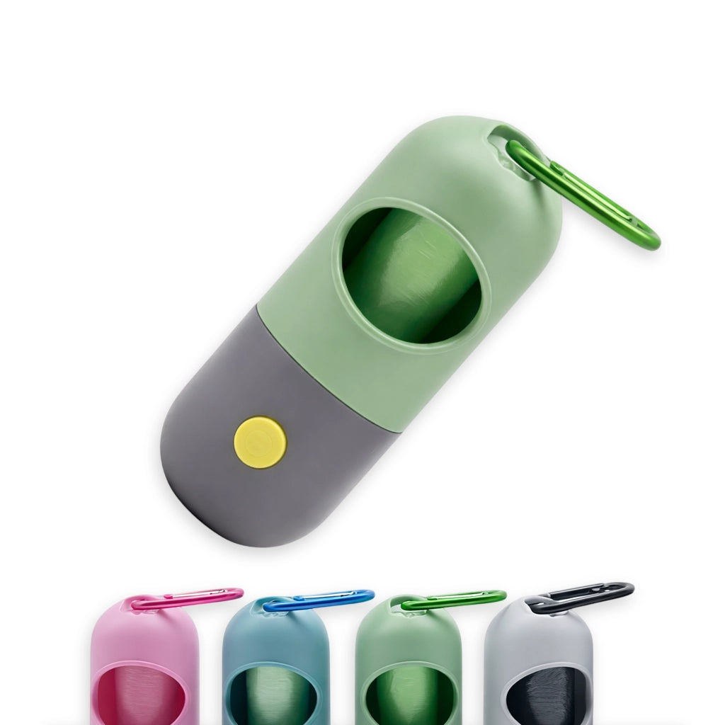 Porta sacchetti cane verde luminoso con bustine incluse e ricarica semplice