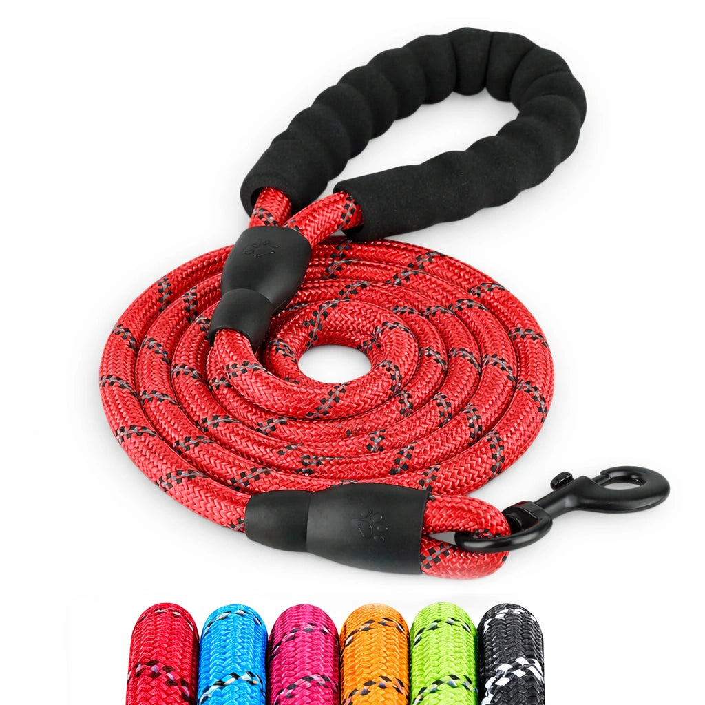 Guinzaglio retroriflettente per cane rosso elastico anti strattonamento