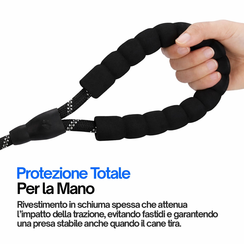 Guinzaglio elastico anti strattonamento per cane con protezione totale della mano